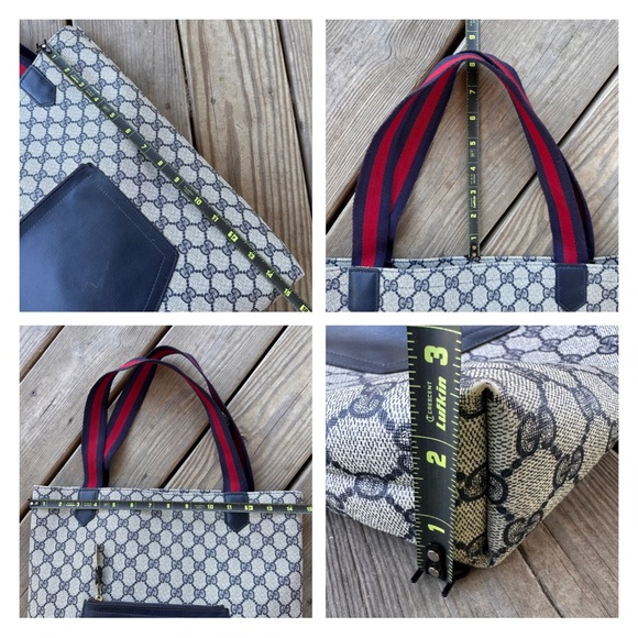Gucci Vintage Sherry Line Supreme GG Tote Marmont Navy - Picture 12 of 16